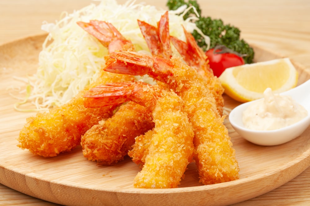 panko shrimp served with dipping sauce