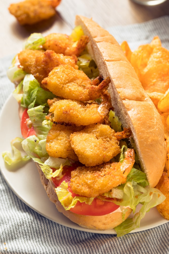 shrimp po boy sandwich