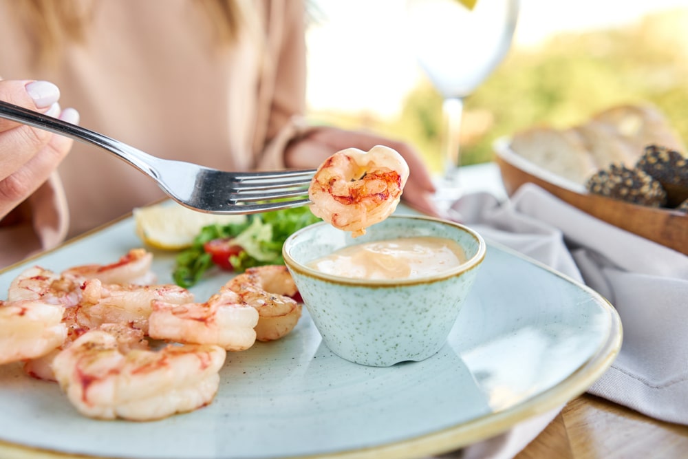 Argentine Red Shrimp enjoyed with favorite dipping sauce