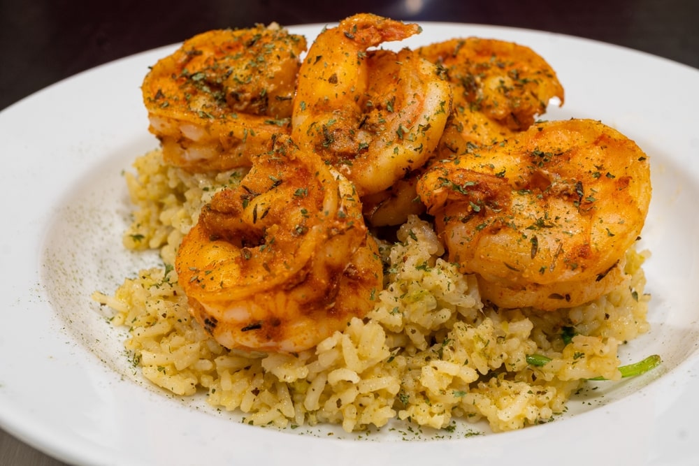 cajun shrimp scampi served with rice