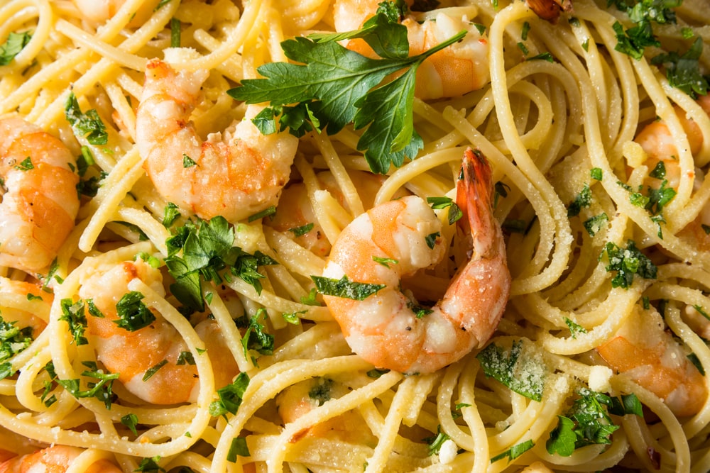 one pot lemon garlic shrimp pasta