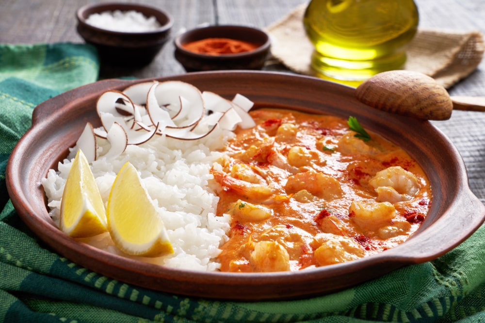 Creamy coconut shrimp with coconut milk