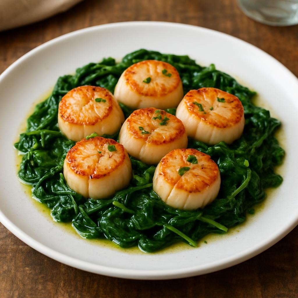Sautéed Scallops with Spinach