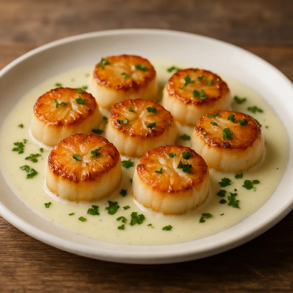 Seared-Scallops-with-White-Wine-Cream-Sauce