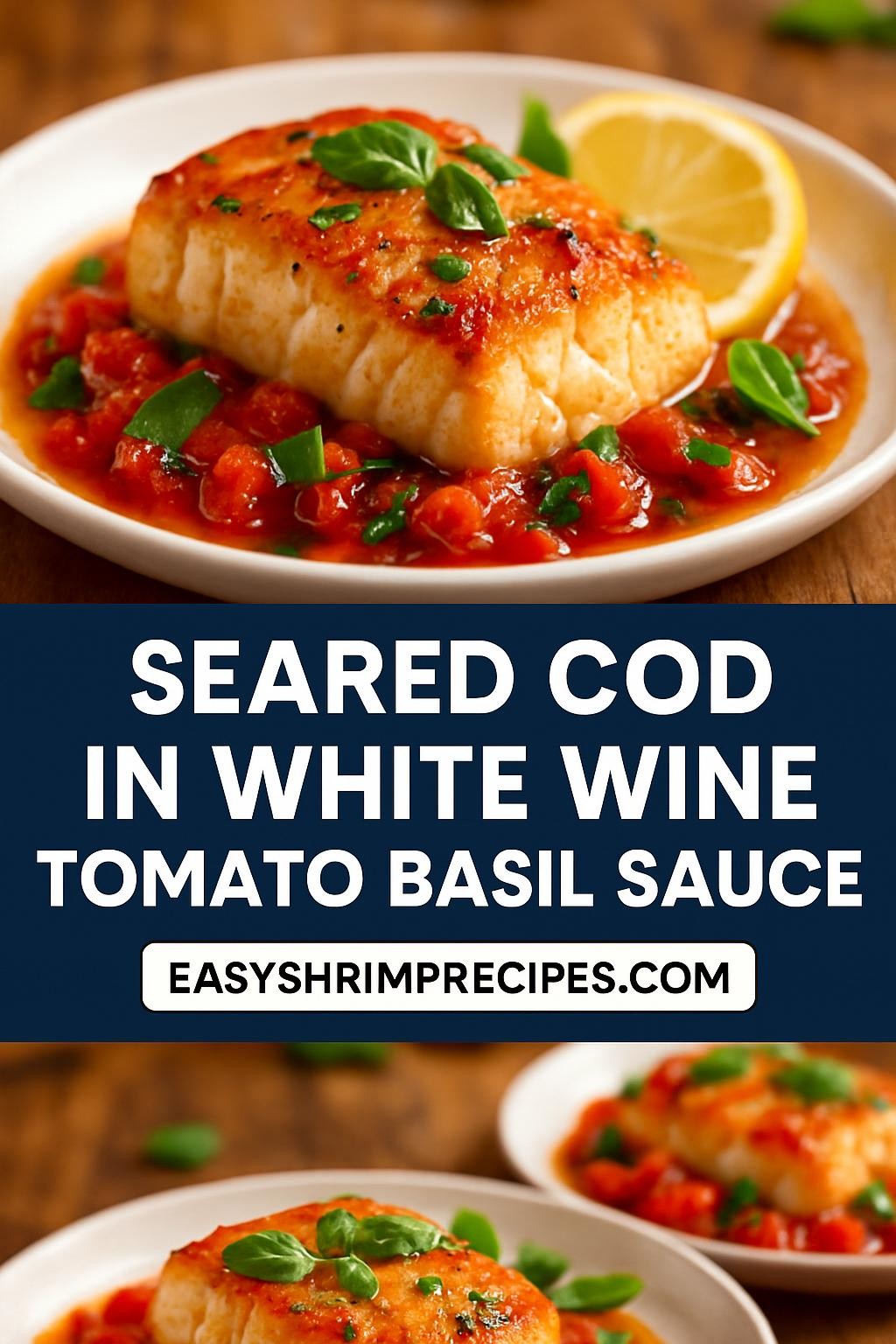 Seared Cod in White Wine Tomato Basil Sauce