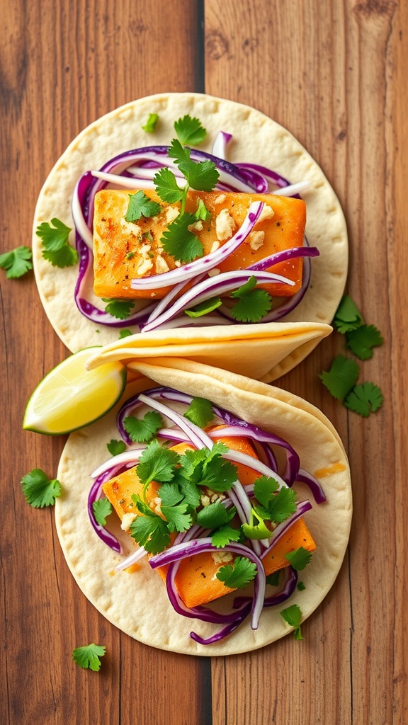 Delicious Chipotle Lime Swordfish Tacos with fresh toppings
