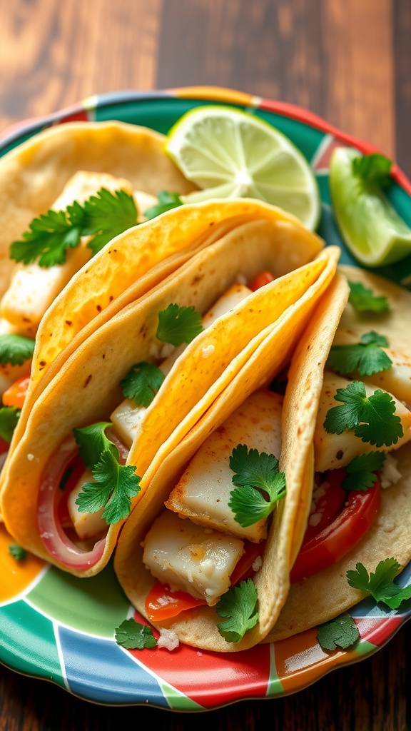 Cilantro lime grilled swordfish tacos with fresh ingredients