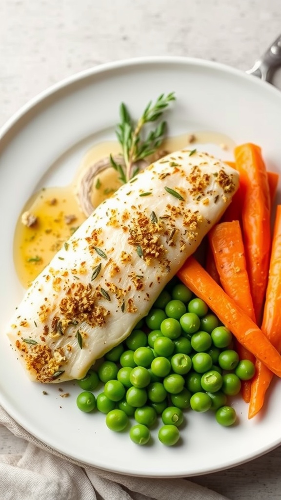 Dijon and Herb Baked Sole with vegetables