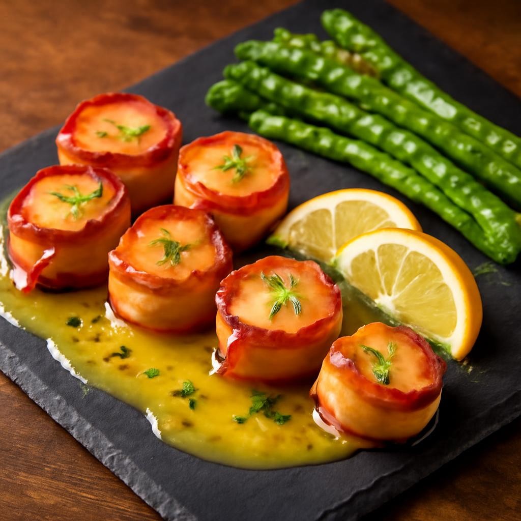 Bacon Scallops with Lemon Butter Sauce