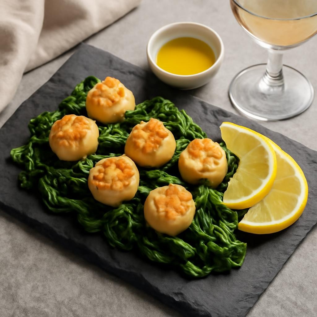 Sautéed Scallops with Spinach