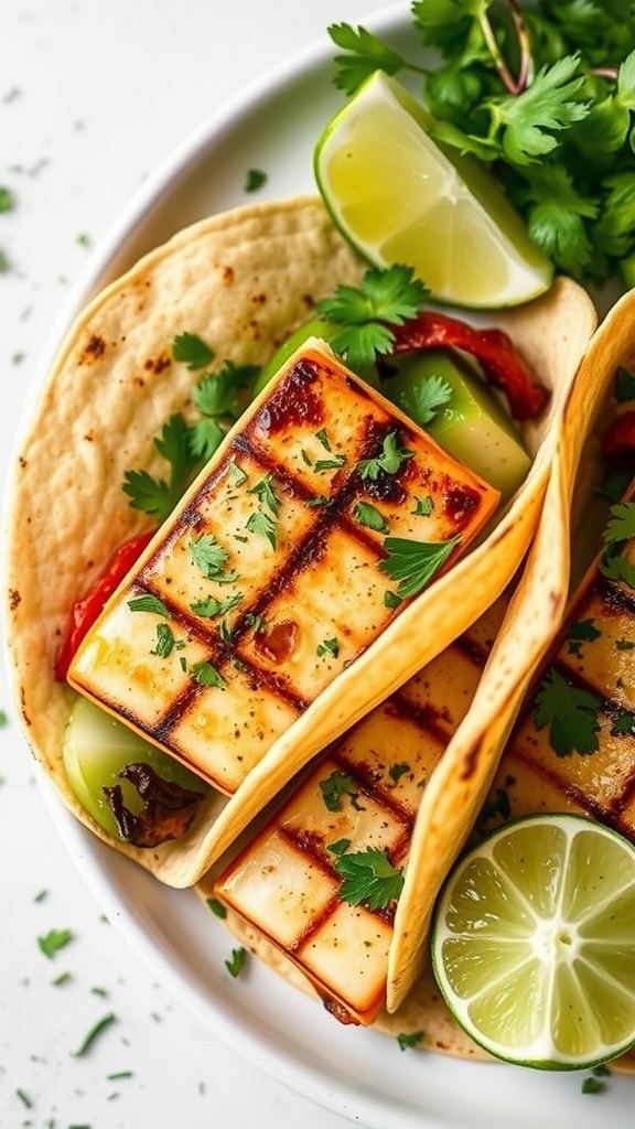 Garlic butter herb tilapia tacos with lime and cilantro
