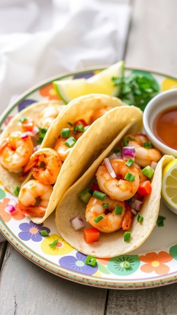Herbed Lemon Shrimp Tacos with fresh ingredients