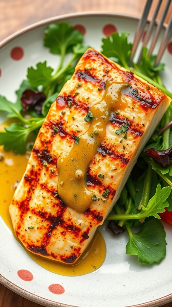 Grilled mahi mahi with herbed mustard glaze