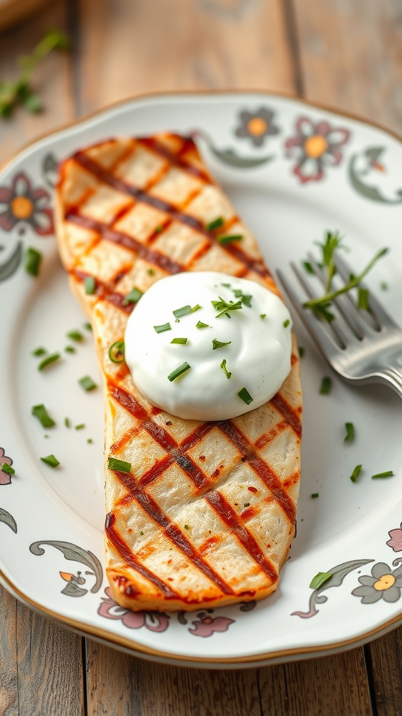 Grilled trout with herbed yogurt sauce
