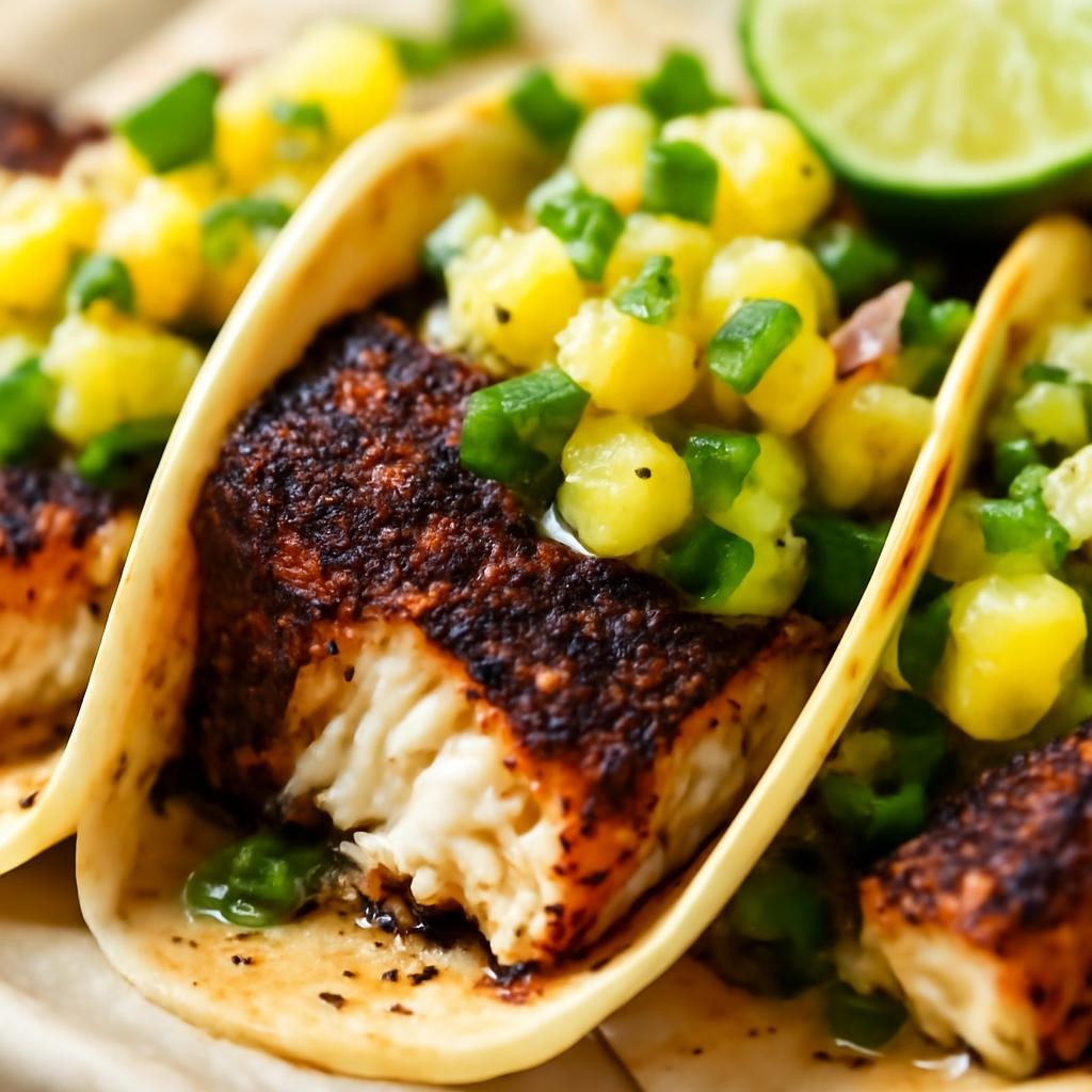 Blackened Mahi Mahi Tacos with Pineapple Salsa