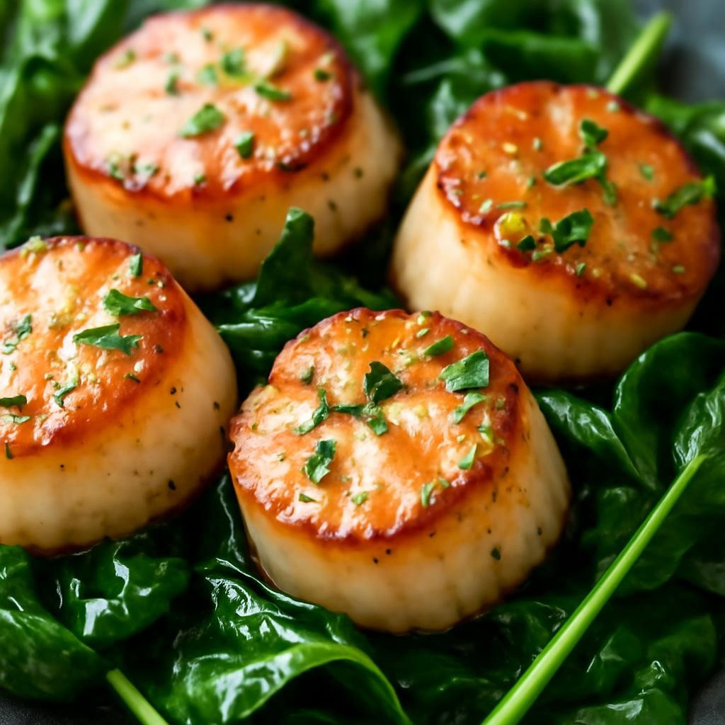 Sautéed Scallops with Spinach