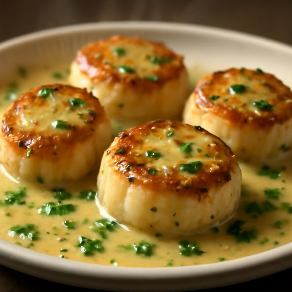 Seared Scallops with White Wine Cream Sauce