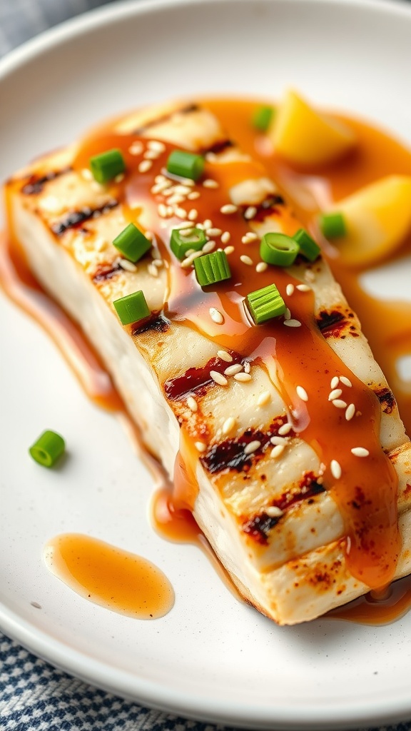 Grilled Mahi Mahi with Teriyaki Sauce and Pineapple