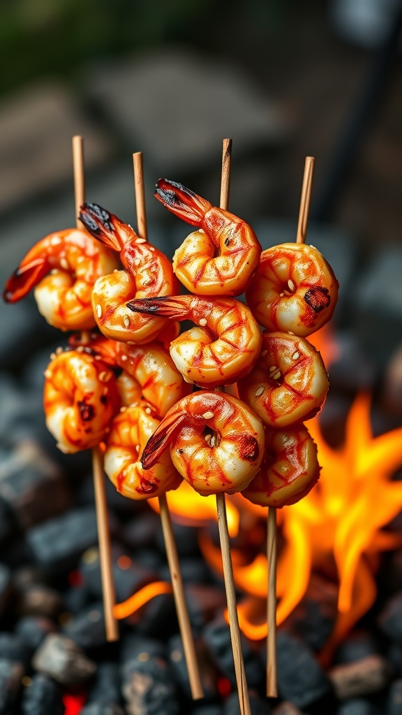 Grilled shrimp skewers with pineapple