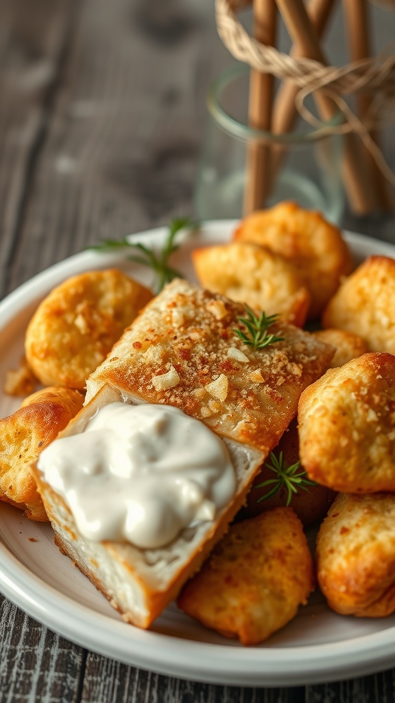Southern-style catfish with hush puppies served on a plate.