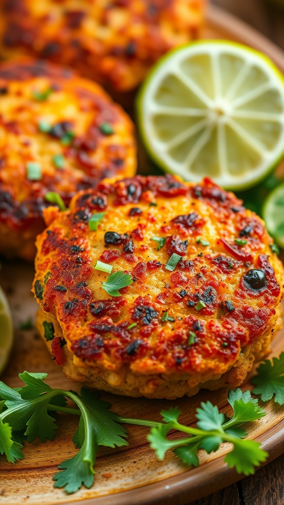 Sweet Potato Crab Cakes served on a plate with garnish