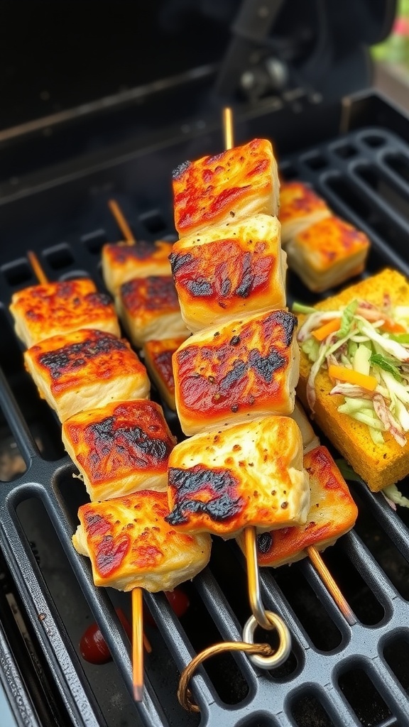Grilled catfish skewers with BBQ sauce