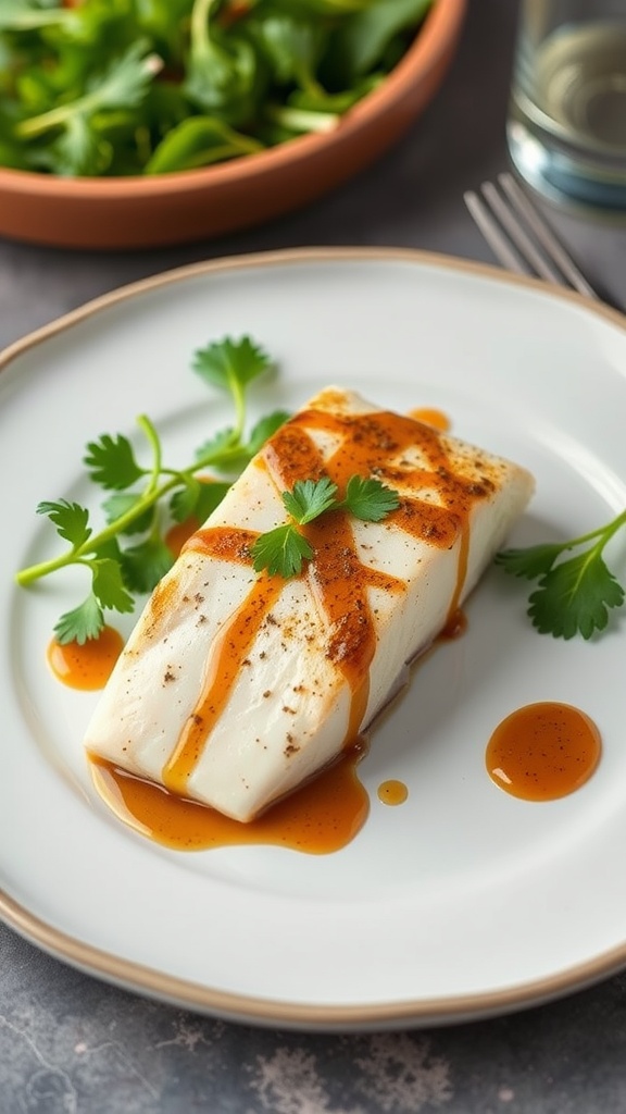 Zesty Chimichurri Halibut with garnish