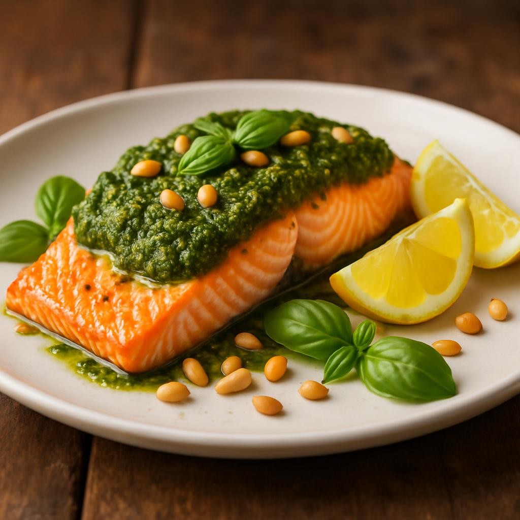 Baked Salmon with Pesto
