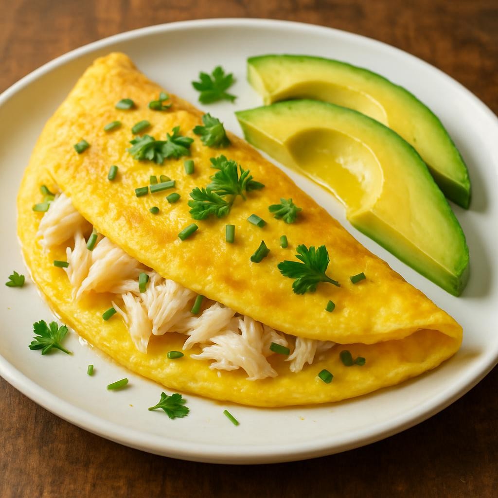 Crab-Omelet-with-Avocado-and-Herbs