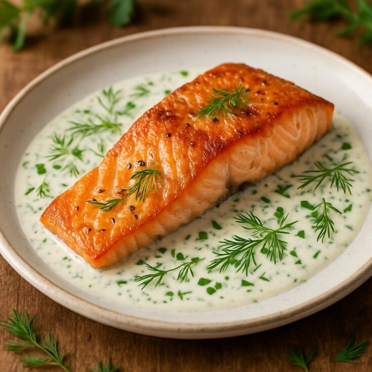 Salmon-with-Herb-and-Garlic-Cream-Sauce