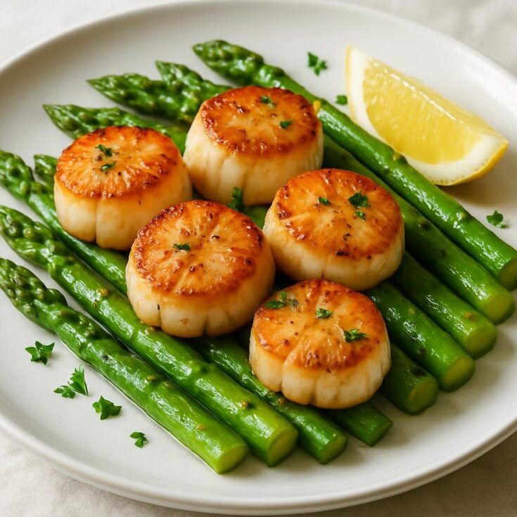 Seared-Scallops-with-Asparagus