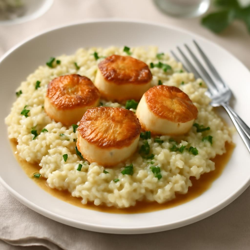 Brown Butter Scallops with Parmesan Risotto