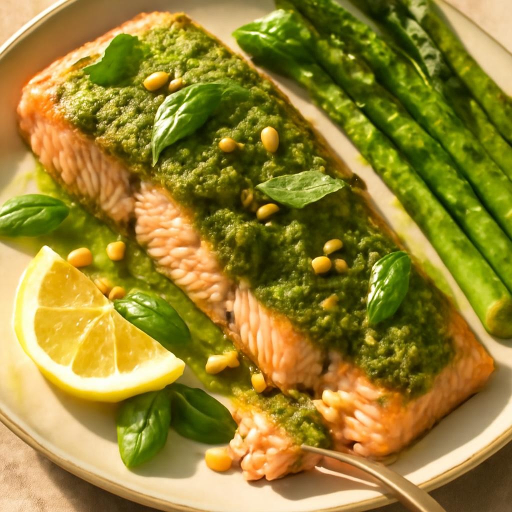 Baked Salmon with Pesto
