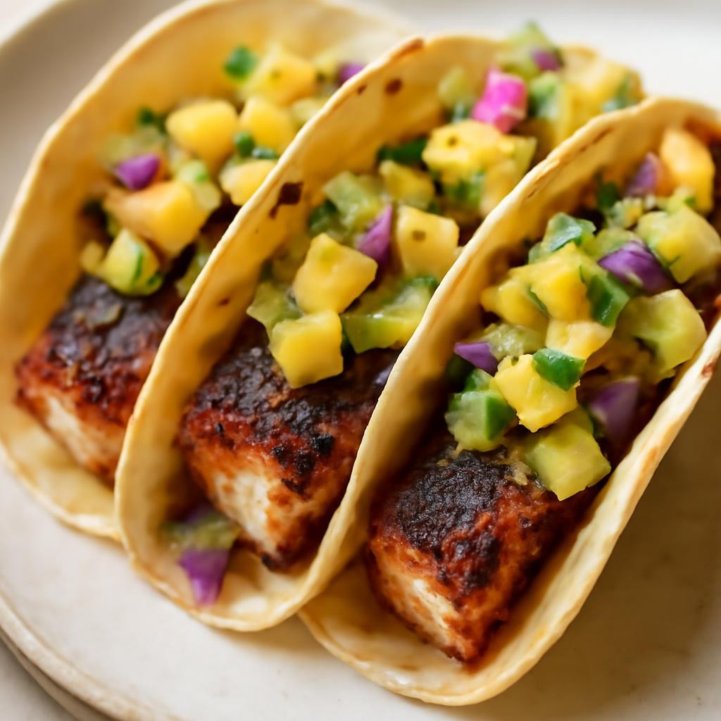 Blackened Mahi Mahi Tacos with Pineapple Salsa