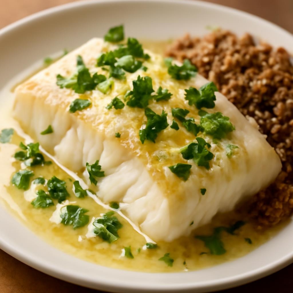 Broiled Cod with Lemon Butter Garlic Sauce