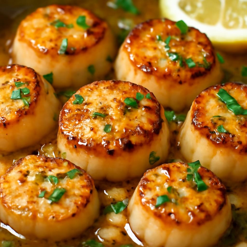 Buttery Garlic Seared Scallops