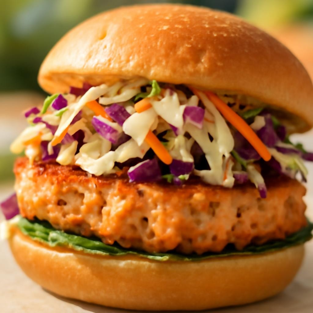 Salmon Burgers with Slaw