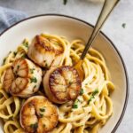 Creamy Garlic Pasta with Pan Seared Scallops
