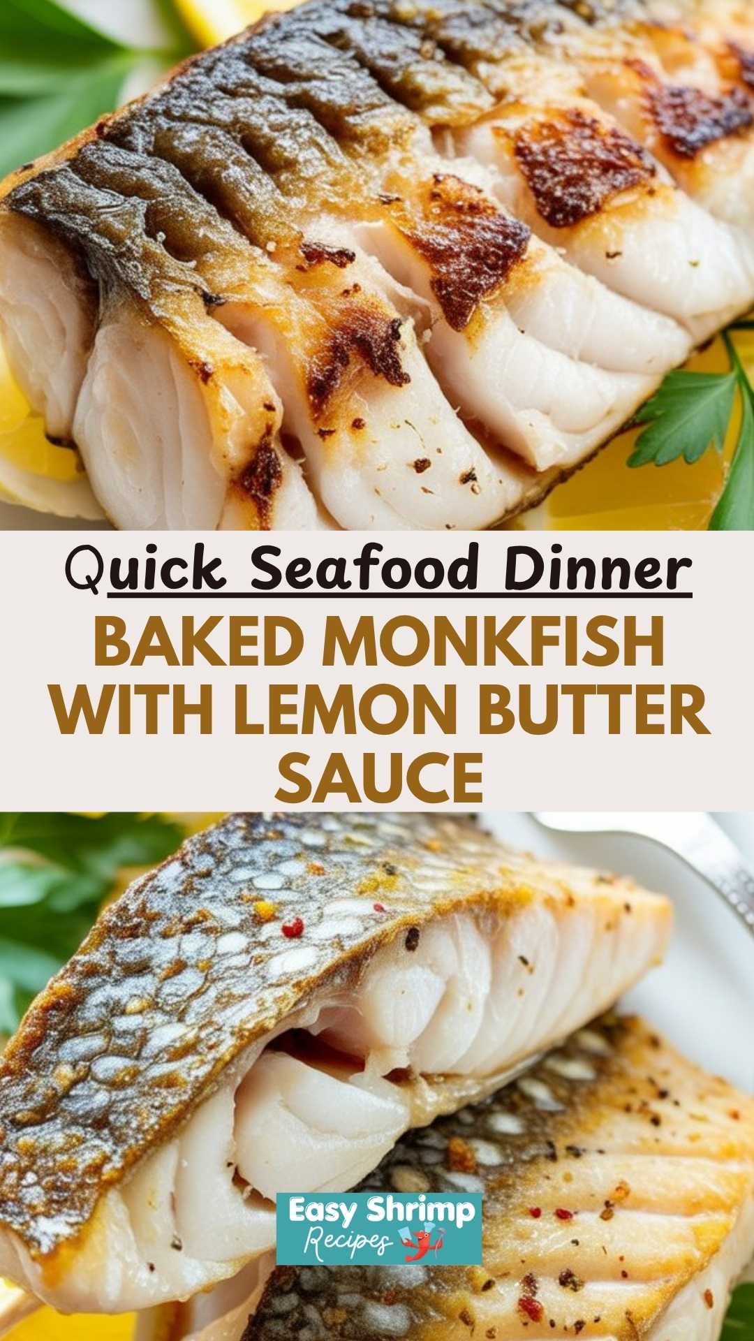 Baked Monkfish With Lemon Butter Sauce