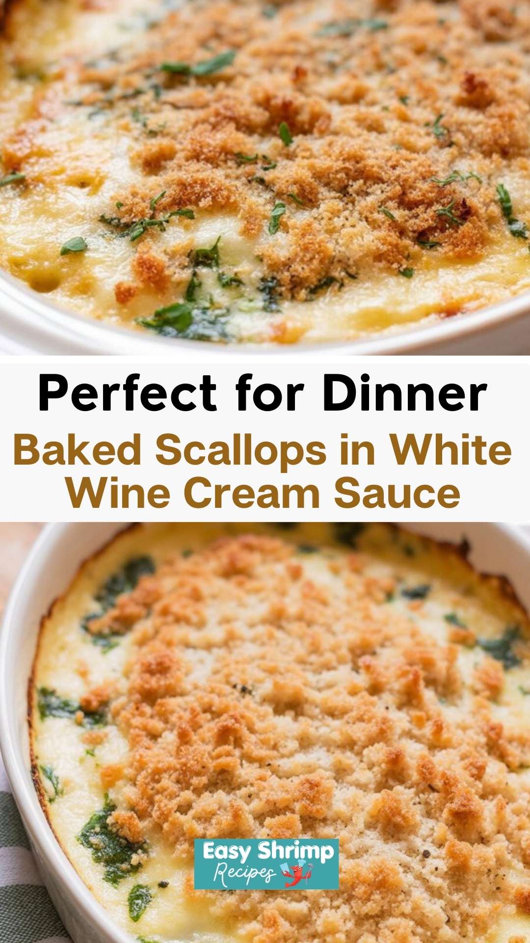 Baked Scallops in White Wine Cream Sauce