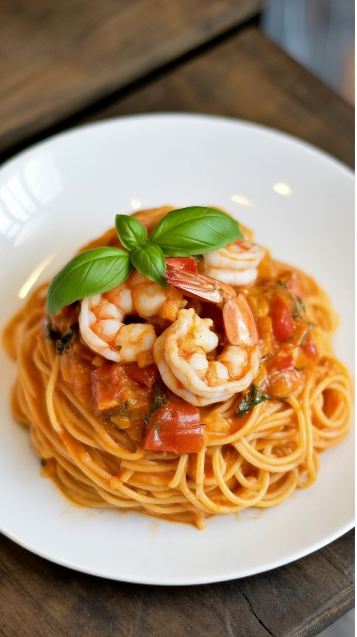 best Spaghetti with Shrimp In Creamy Tomato Sauce