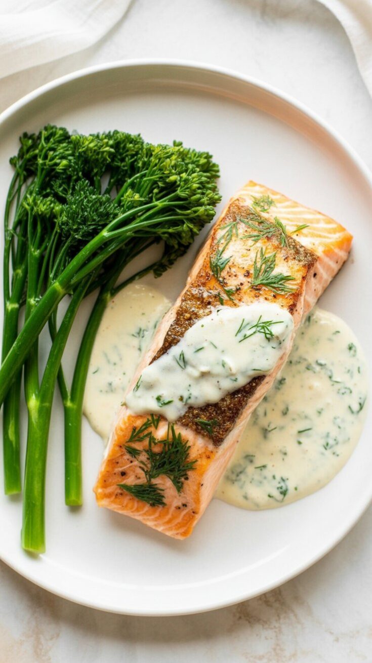 easy Creamy Dill Sauce with Salmon