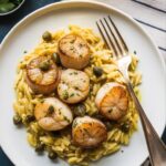 easy Creamy Lemon Dill Orzo with Seared Scallops