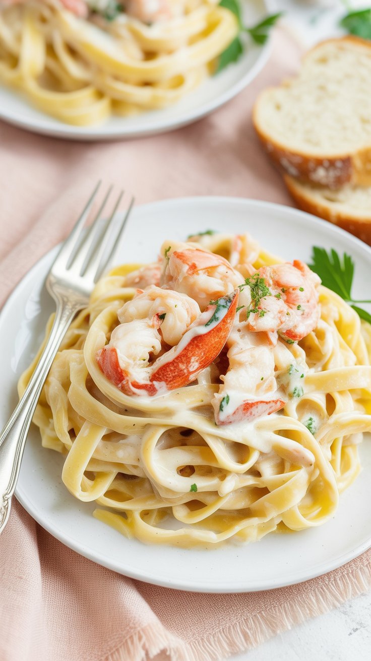 easy Garlicky Lobster Fettuccine Alfredo