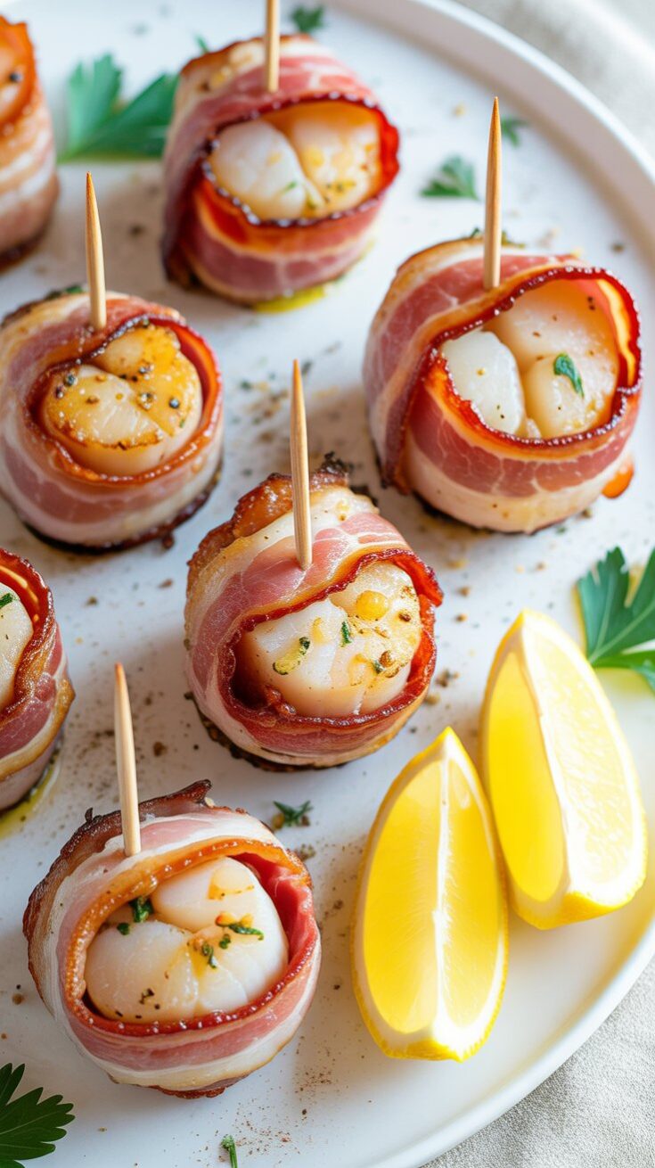 easy Pan-Seared Bacon Wrapped Scallops