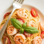 easy Spaghetti with Shrimp In Creamy Tomato Sauce