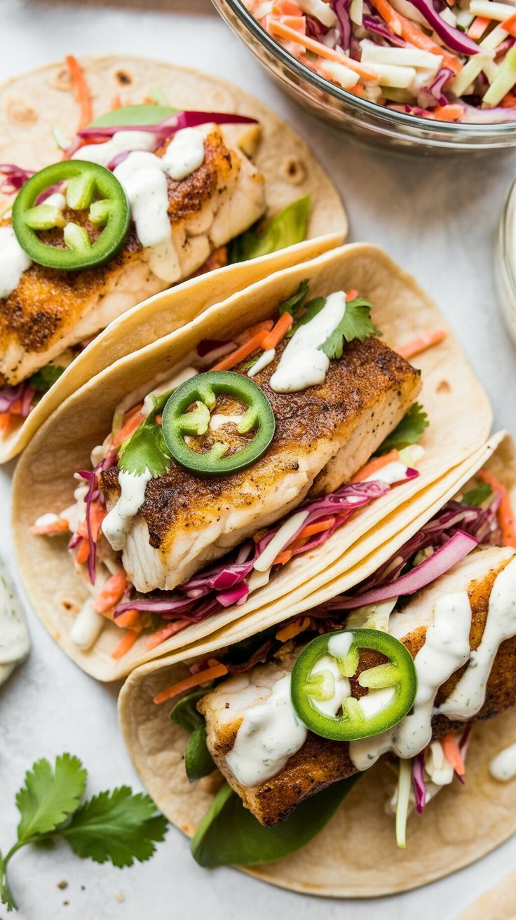 best Seared Cod Fish Tacos with Sweet and Tangy Sauce