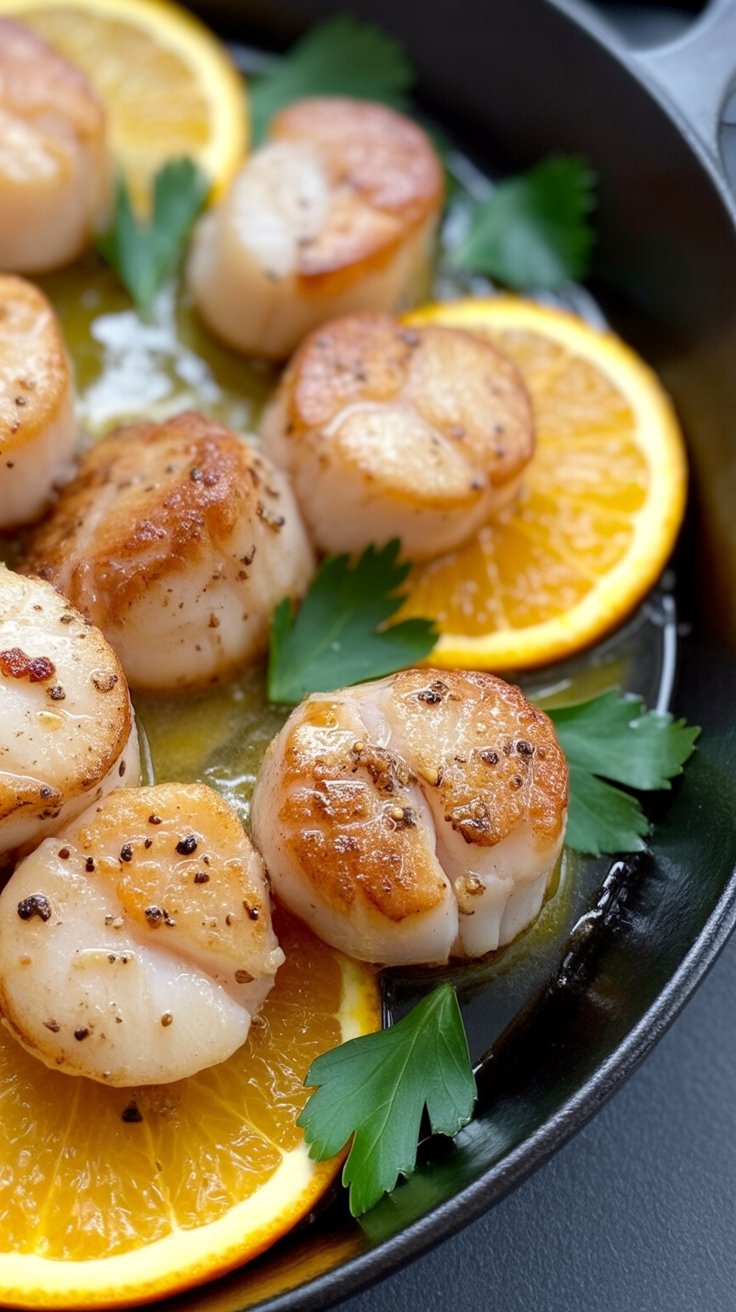 best Seared Scallops Recipe with Orange Rum Sauce