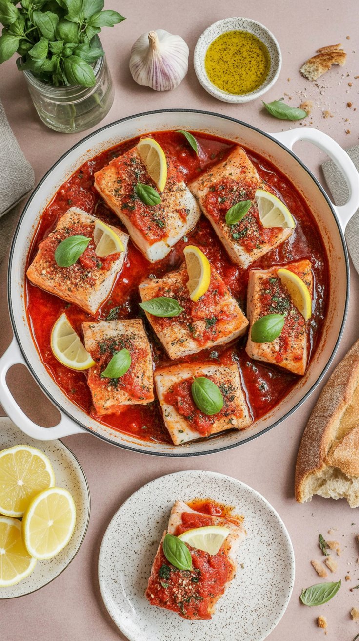 easy Baked Cod in Spicy Tomato Sauce