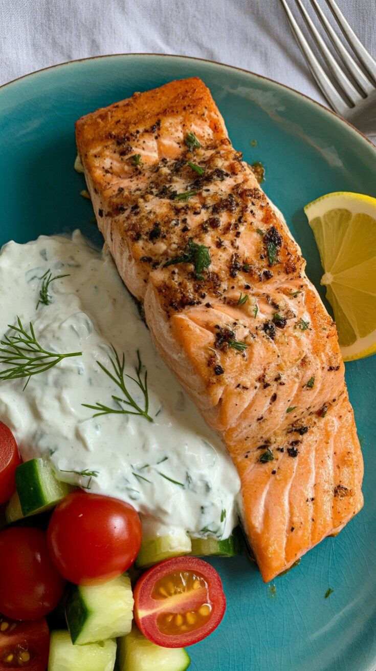 easy Lemon Garlic Greek Salmon